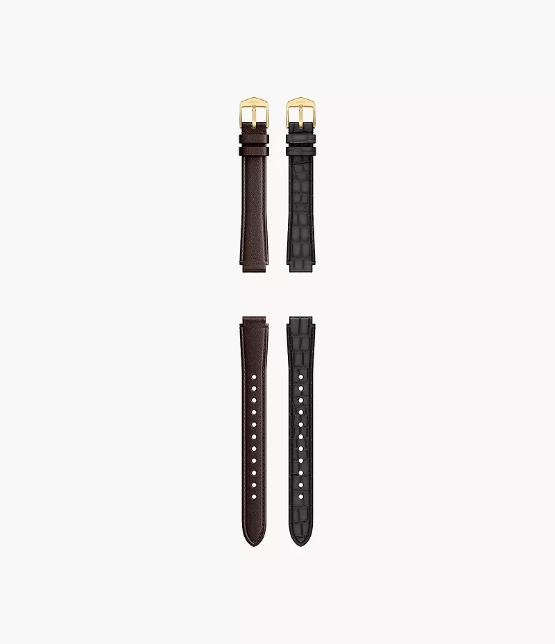 12mm Black And Brown Leather Strap Set