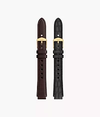 12mm Black And Brown Leather Strap Set