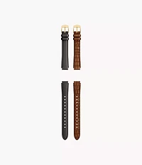 12mm Black And Brown Leather Raquel Strap Set
