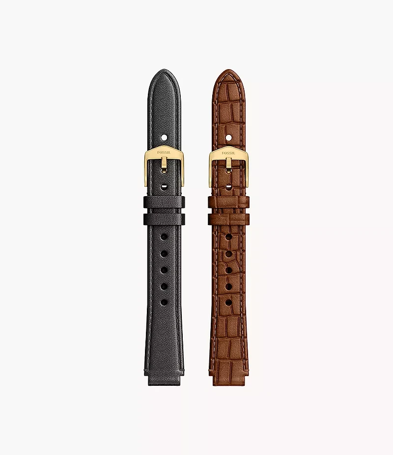 12mm Black And Brown Leather Raquel Strap Set