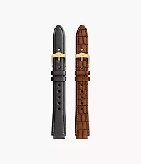 12mm Black And Brown Leather Raquel Strap Set