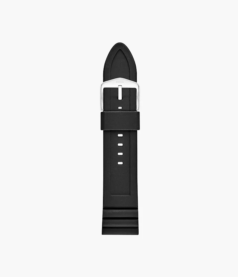 24mm Black Silicone Watch Strap