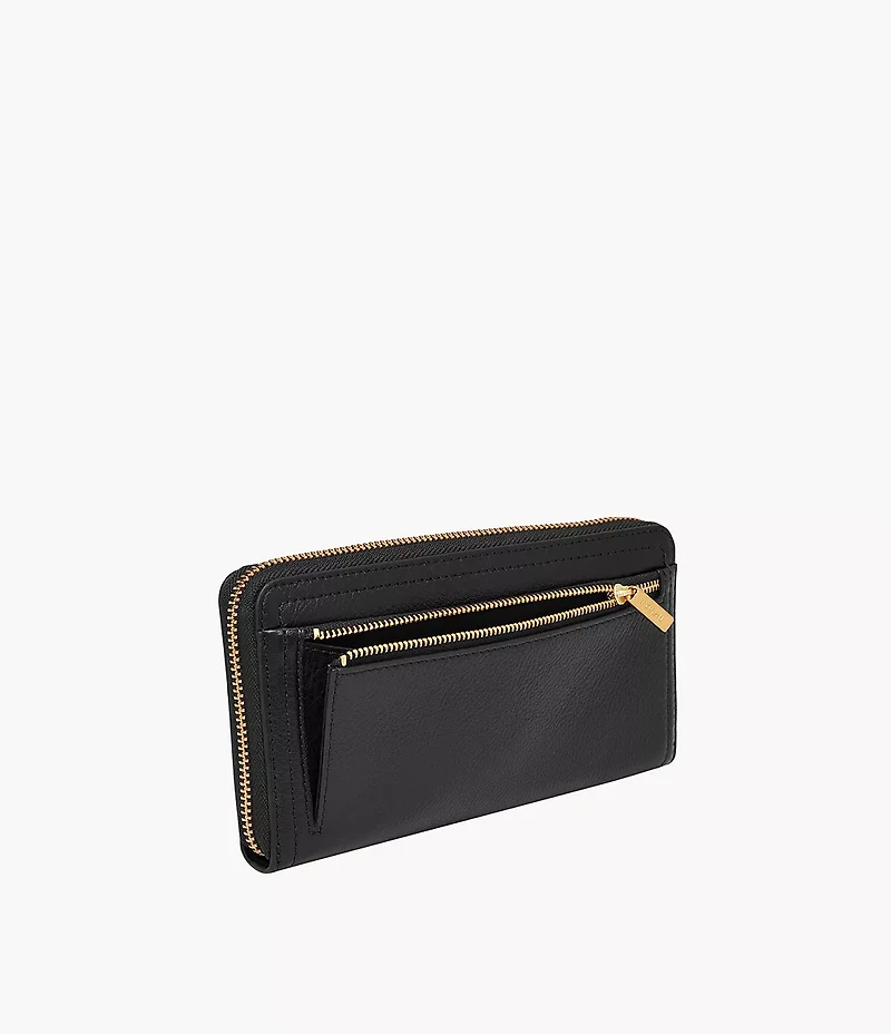 Logan Leather RFID Zip Around Clutch Wallet
