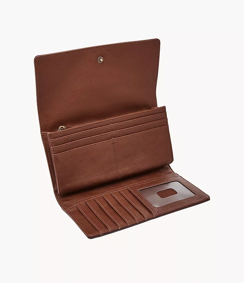 Logan Leather RFID Flap Clutch Wallet