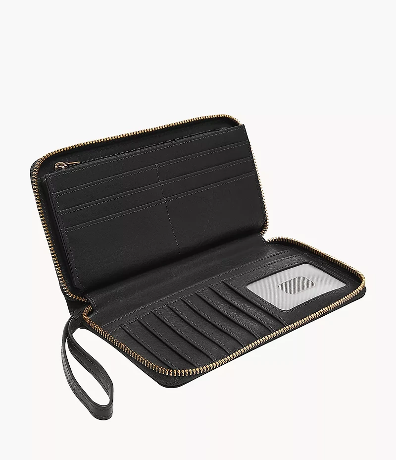 Liza Leather Zip Around Clutch Wallet