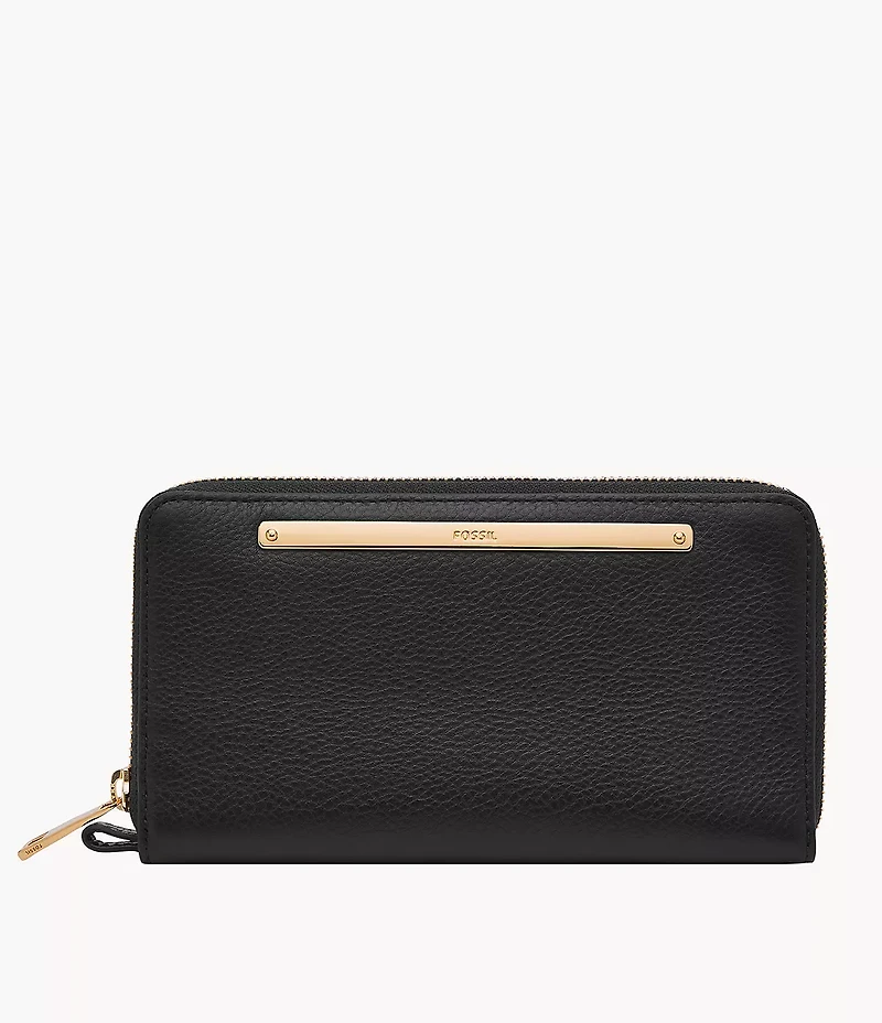 Liza Leather Zip Around Clutch Wallet