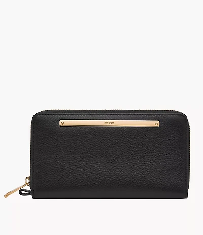 Liza Leather Zip Around Clutch Wallet