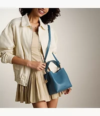 Jessie Leather Small Bucket Crossbody Bag