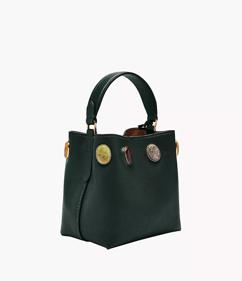 Jessie Leather Small Bucket Crossbody Bag
