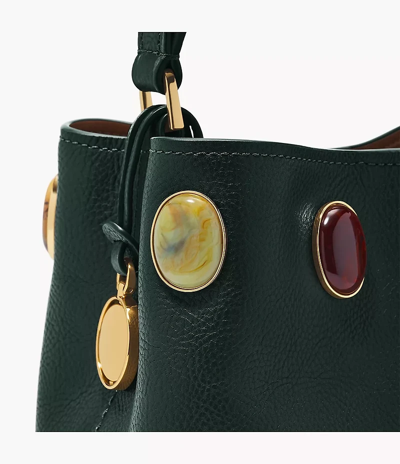 Jessie Leather Small Bucket Crossbody Bag