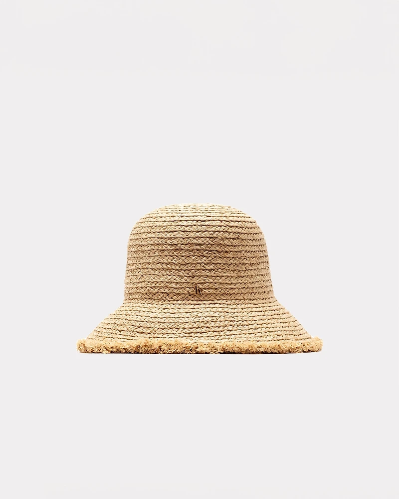 Raffia Frayed Edge Bucket Hat