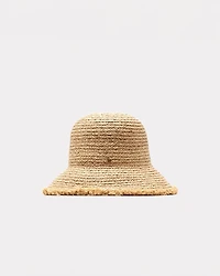 Raffia Frayed Edge Bucket Hat