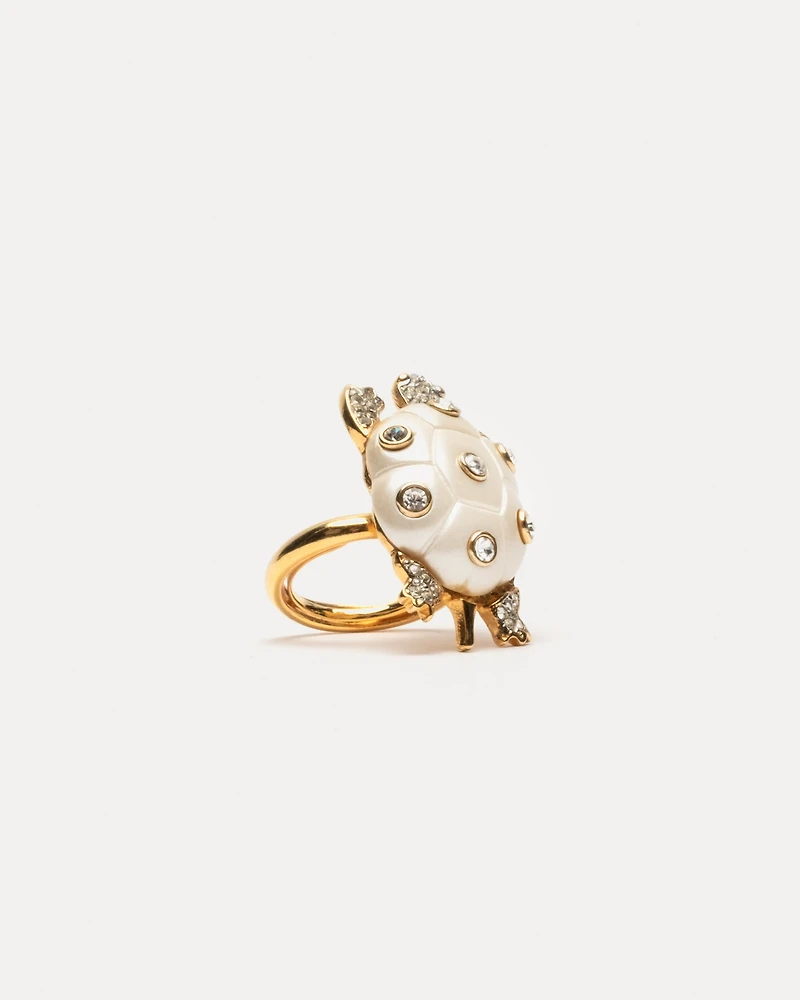 Pearl Turtle Ring White/Gold OS