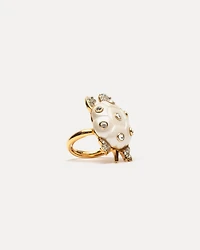 Pearl Turtle Ring White/Gold OS