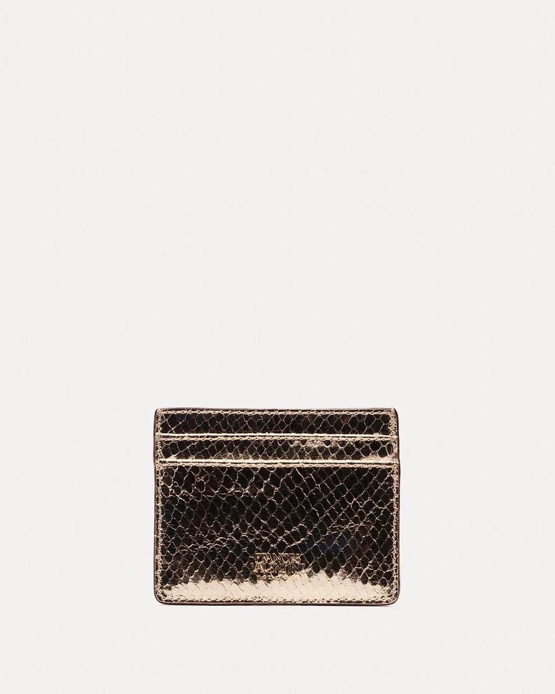 Card Case Metallic Snake Leather