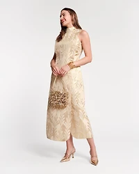 Carlyle Maxi Dress Royal Palm Jacquard Gold