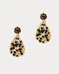 Crochet Teardrop Earring Gold Black