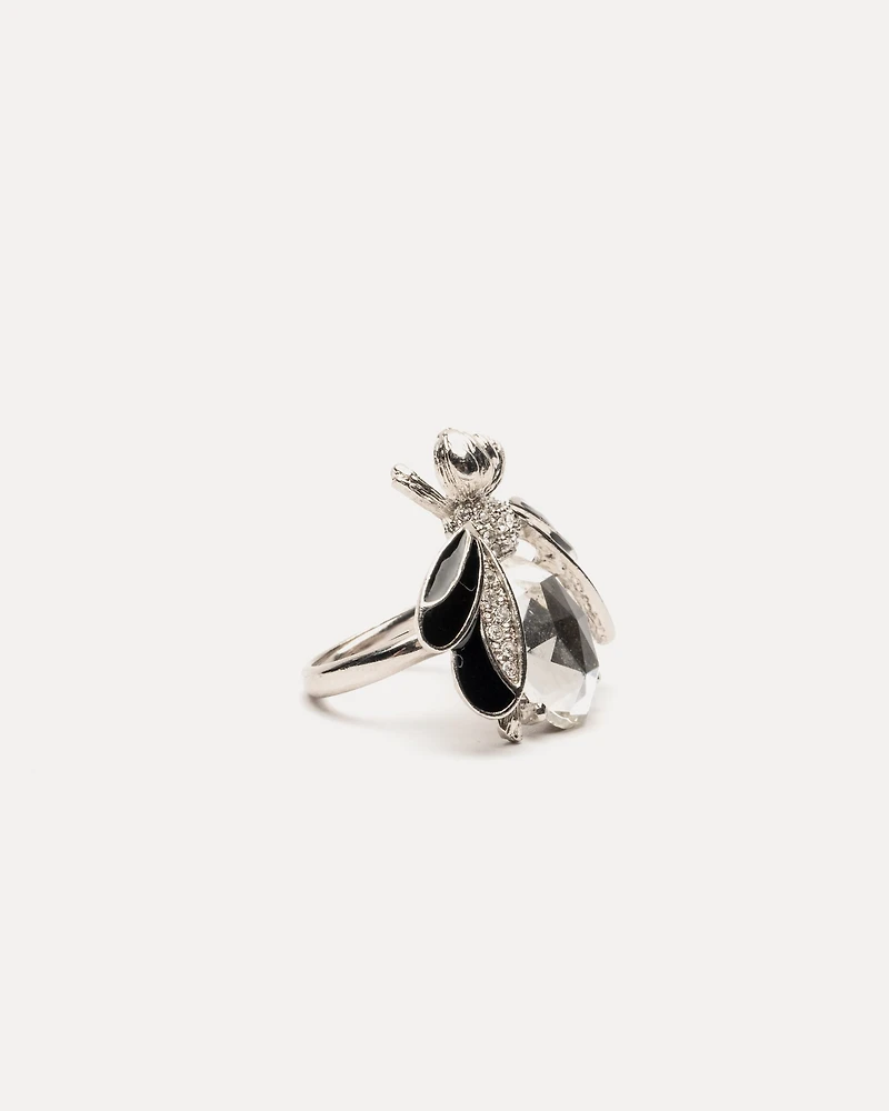 Bee Ring Black Silver