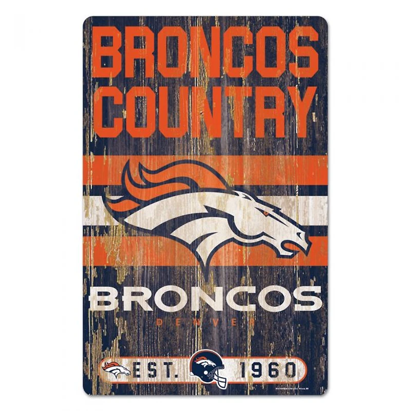 Denver Broncos Slogan Wood Sign 11" x 17" 1/4" Thick