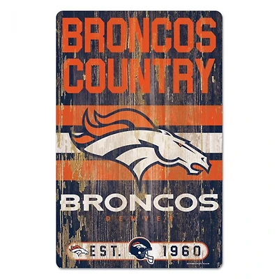 Denver Broncos Slogan Wood Sign 11" x 17" 1/4" Thick