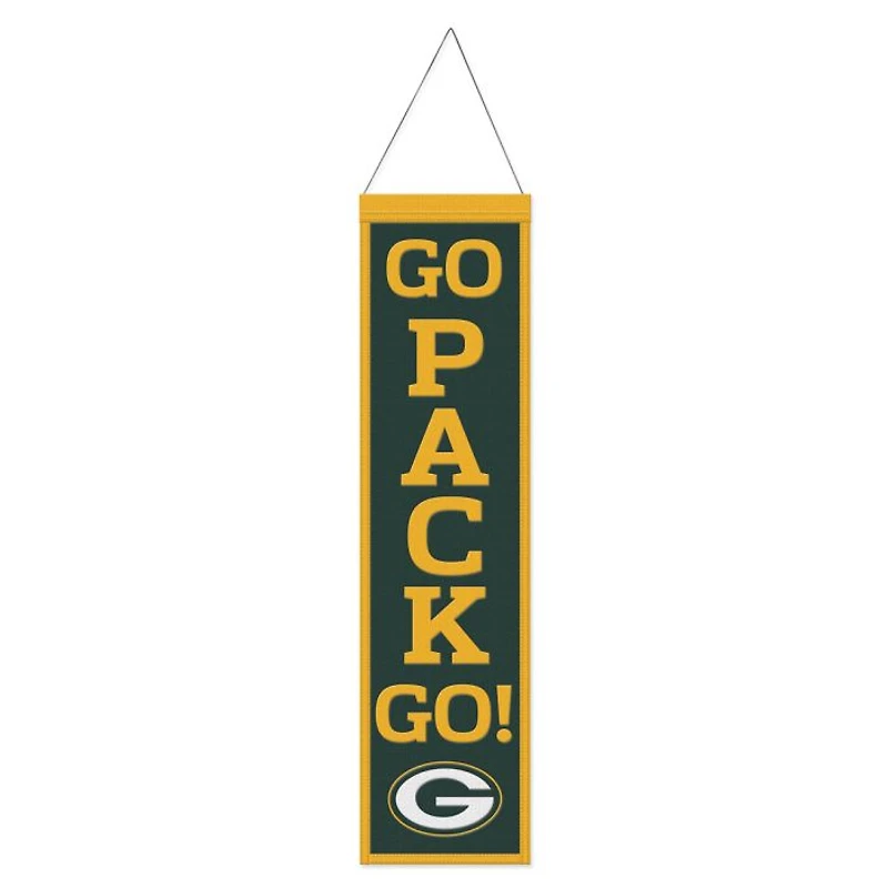 Green Bay Packers Slogan Wool Banner 8" x 32"