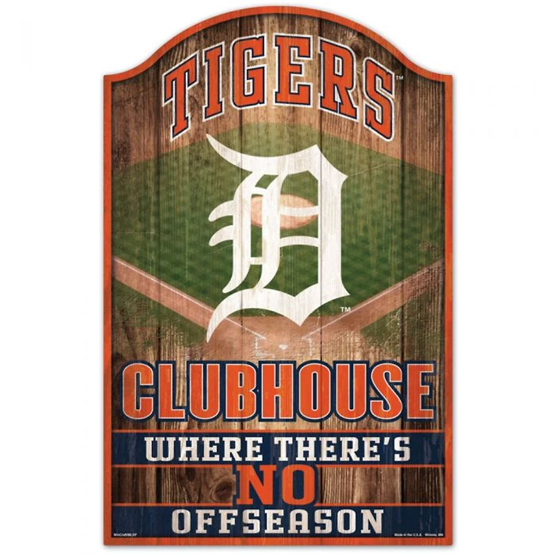 Detroit Tigers Fan Cave Wood Sign 11" x 17" 1/4" Thick