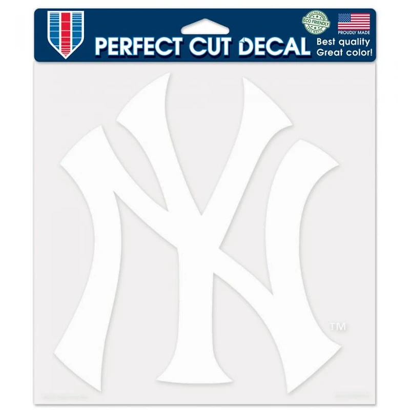 New York Yankees NY Perfect Cut White Decal 8" x 8"