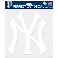 New York Yankees NY Perfect Cut White Decal 8" x 8"