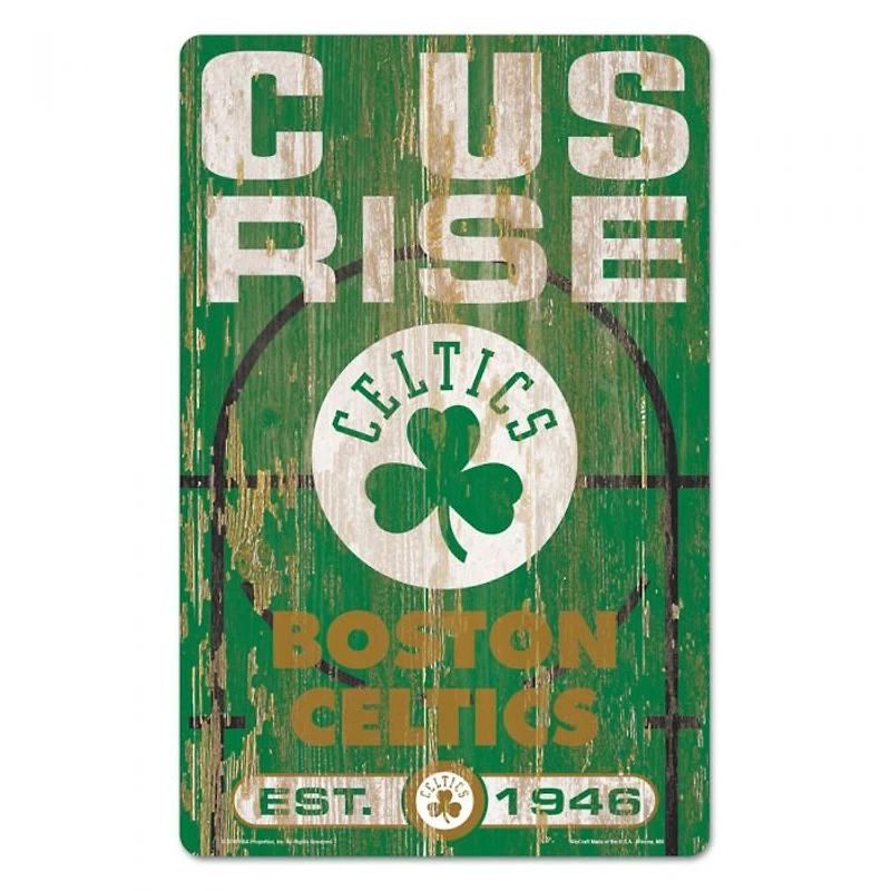 Boston Celtics Slogan Wood Sign 11" x 17" 1/4" Thick
