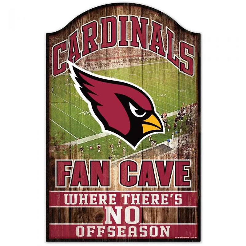 Arizona Cardinals Fan Cave Wood Sign 11" x 17" 1/4" Thick