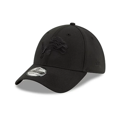 Detroit Lions Black-on-Black New Era 39THIRTY Stretch-Fit Hat
