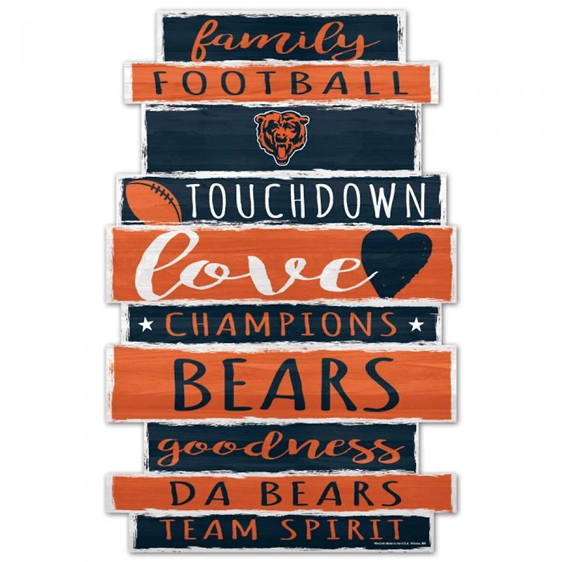 Chicago Bears Word Plank Wood Sign 11" x 17" 1/4" Thick