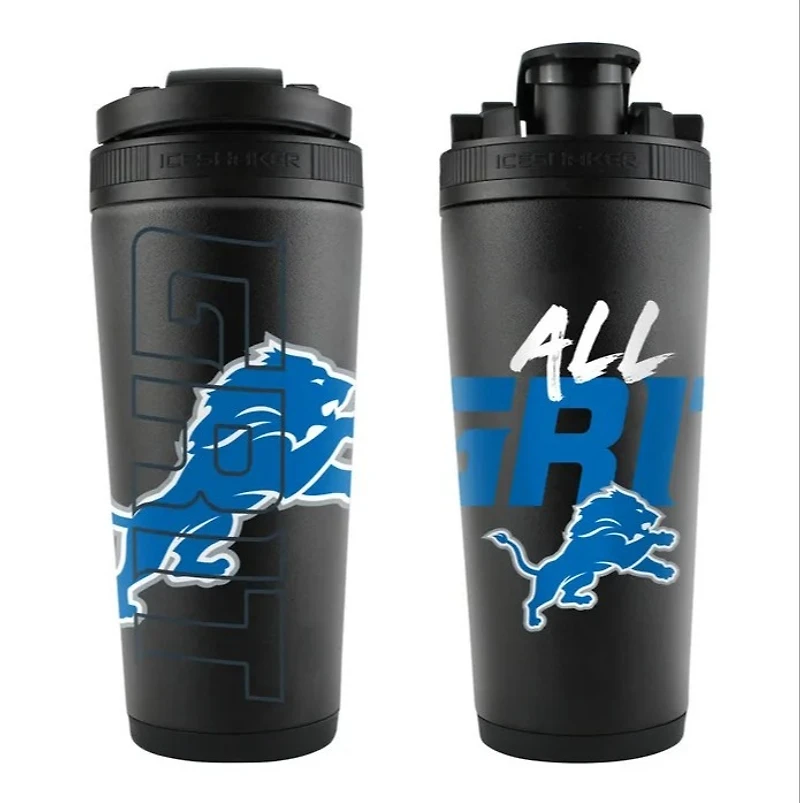 Detroit LIons Black All Grit 26 oz. 4D Stainless Steel Ice Shaker
