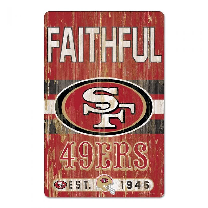 San Francisco 49ers Slogan Wood Sign 11" x 17" 1/4" Thick