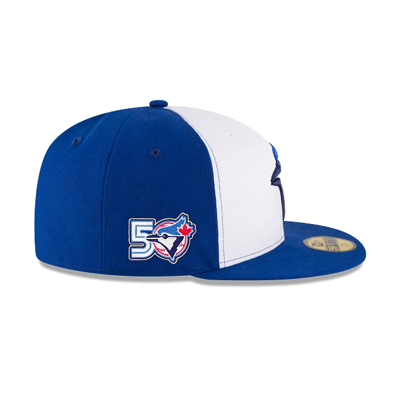 Toronto Blue Jays White/Royal Alternate 3 50th Anniversary Patch 2026 59FIFTY Men's Fitted Hat by New Era