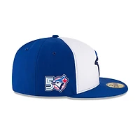 Toronto Blue Jays White/Royal Alternate 3 50th Anniversary Patch 2026 59FIFTY Men's Fitted Hat by New Era