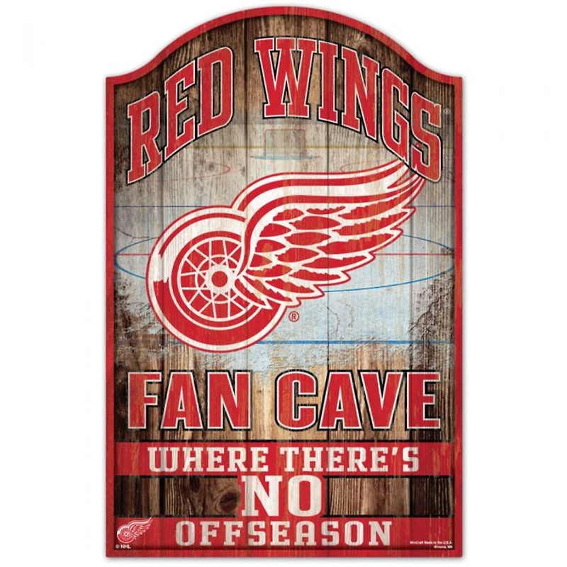 Detroit Red Wings Fan Cave Wood Sign 11" x 17" 1/4" Thick