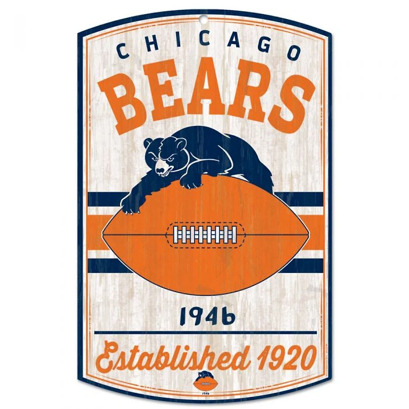Chicago Bears Classic Logo Retro Wood Sign 11" x 17" 1/4" Thick