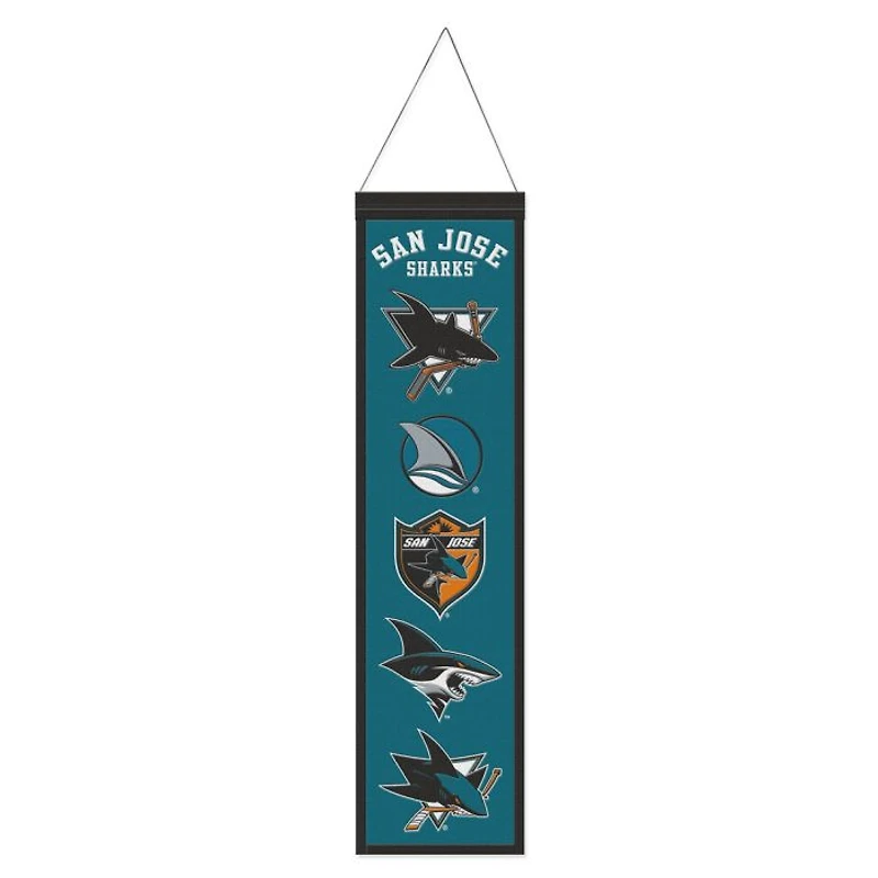 San Jose Sharks Evolution Wool Banner 8" x 32"