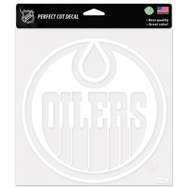 Edmonton Oilers Perfect Cut White Decal 8" x 8"