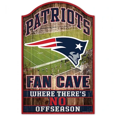 New England Patriots Fan Cave Wood Sign 11" x 17" 1/4" Thick