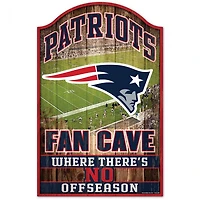New England Patriots Fan Cave Wood Sign 11" x 17" 1/4" Thick