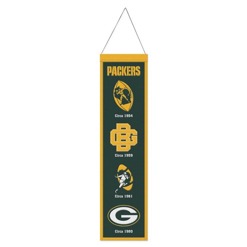 Green Bay Packers Evolution Wool Banner 8" x 32"