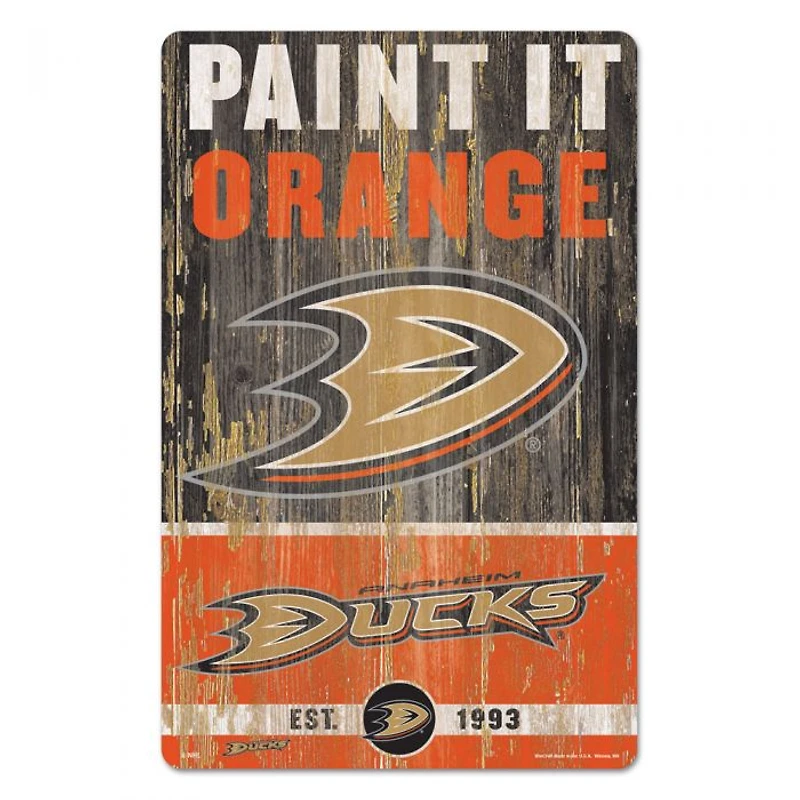 Anaheim Ducks Slogan Wood Sign 11" x 17" 1/4" Thick