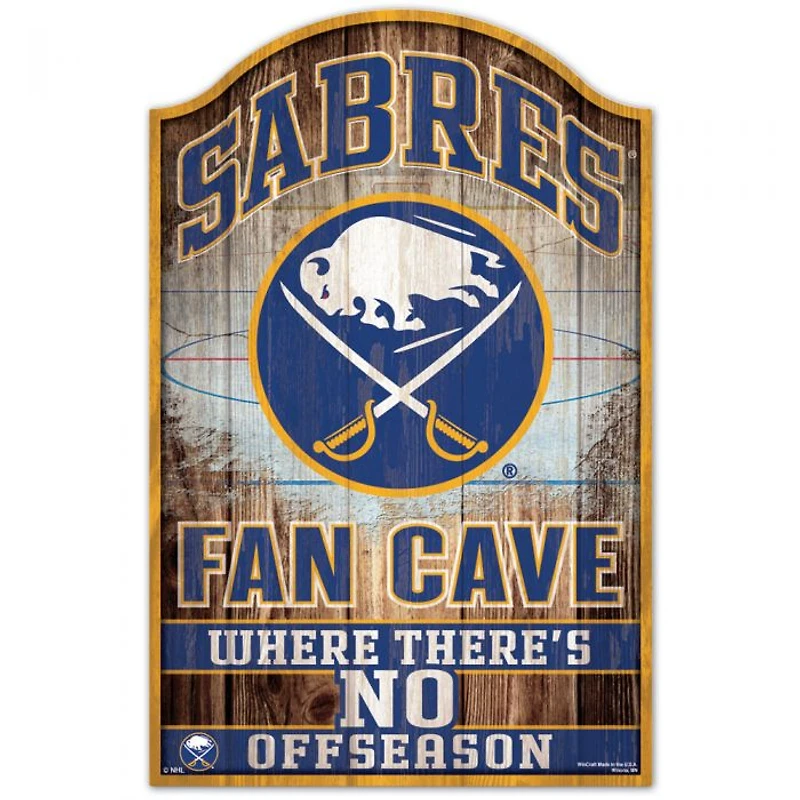 Buffalo Sabres Fan Cave Wood Sign 11" x 17" 1/4" Thick
