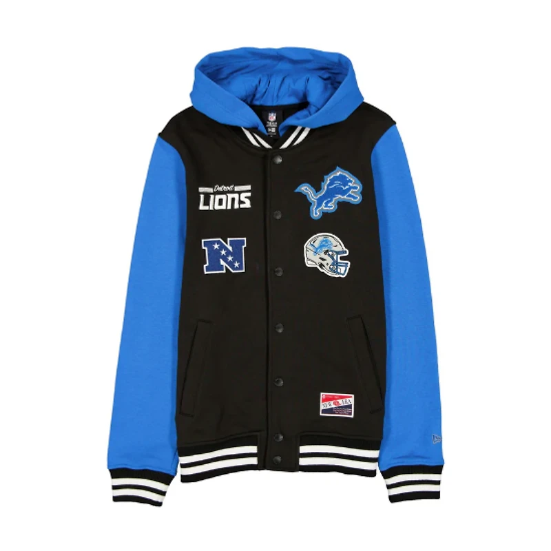Detroit Lions Black and Blue Throwback Snapfront Fleece Jacket