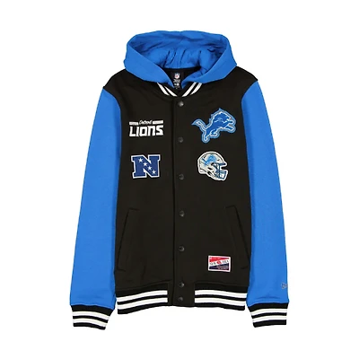 Detroit Lions Black and Blue Throwback Snapfront Fleece Jacket