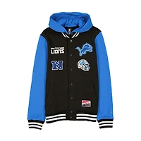 Detroit Lions Black and Blue Throwback Snapfront Fleece Jacket
