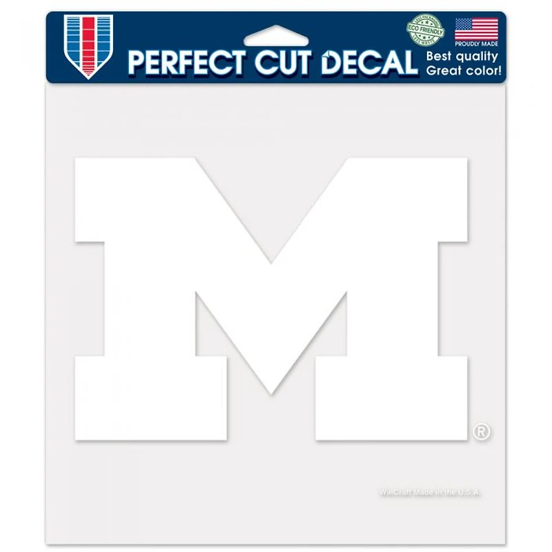 Michigan Wolverines Perfect Cut White Decal 8" x 8"