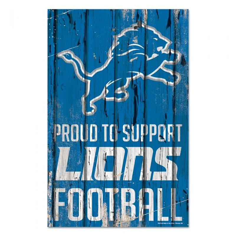 Detroit Lions Proud Wood Sign 11" x 17" 1/4" Thick